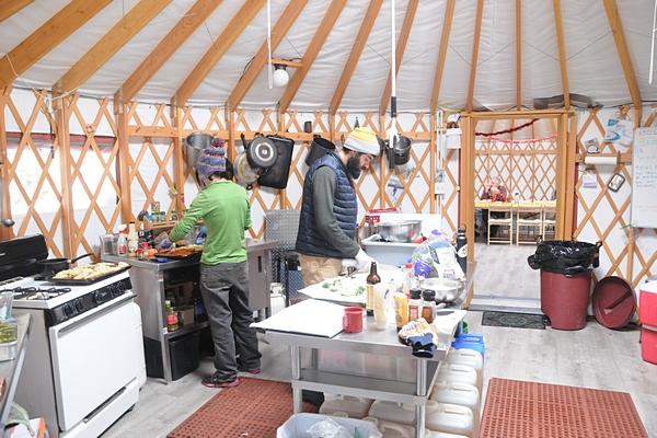 Meals are prepared in the Kitchen Yurt