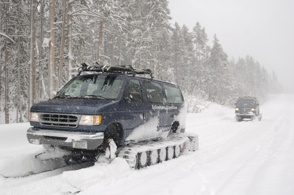 Roads in Yellowstone are not plowed during the winter